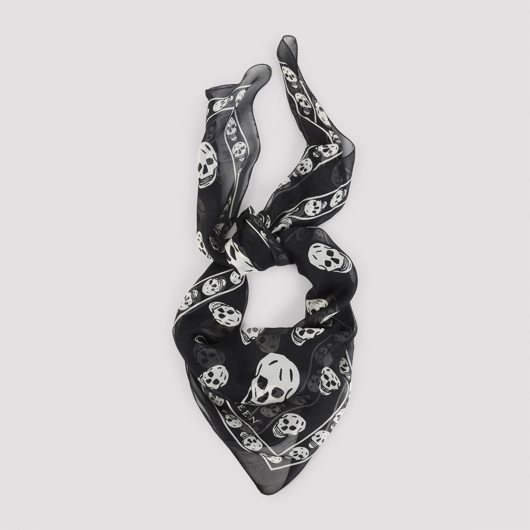 Skull Scarf Black Silk