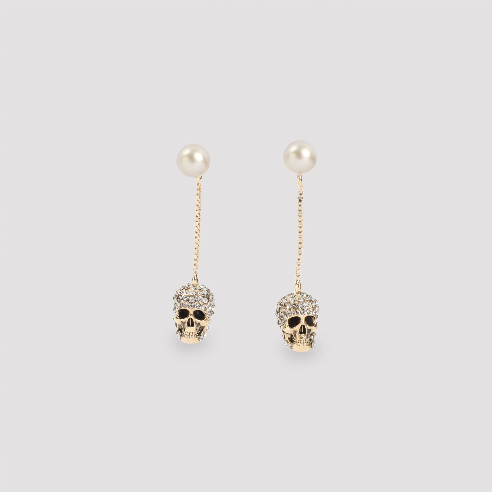 Pave Skull Earrings Metallic Brass Jewellery