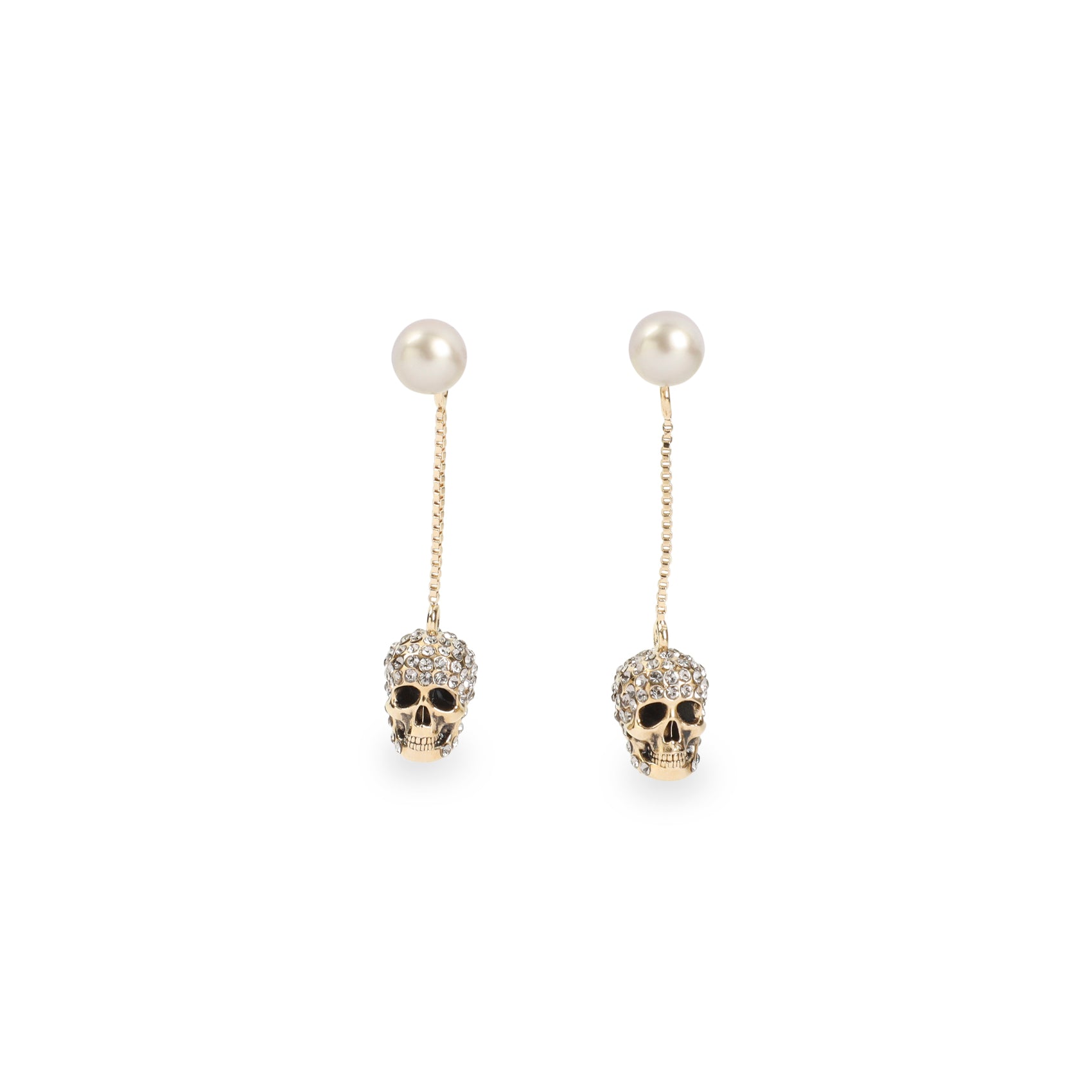 Pave Skull Earrings Metallic Brass Jewellery