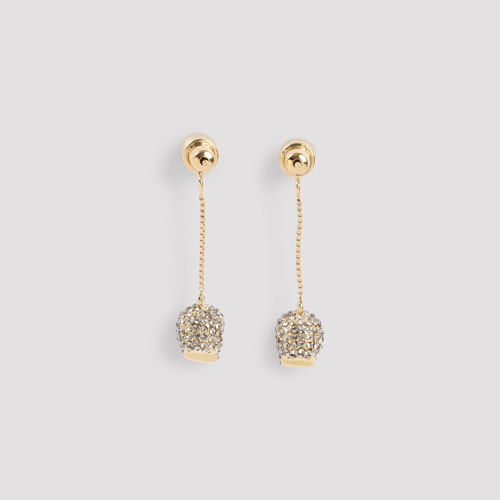 Pave Skull Earrings Metallic Brass Jewellery