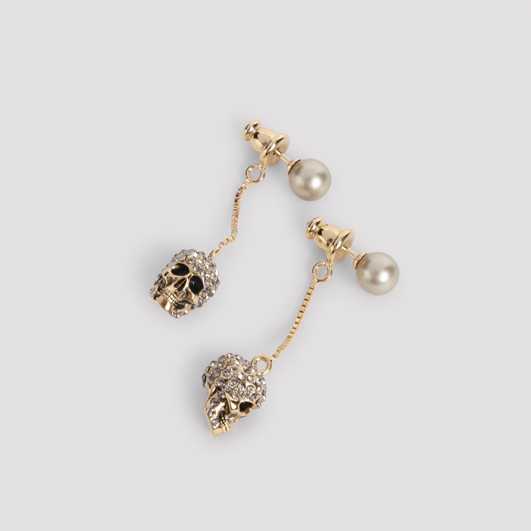 Pave Skull Earrings Metallic Brass Jewellery