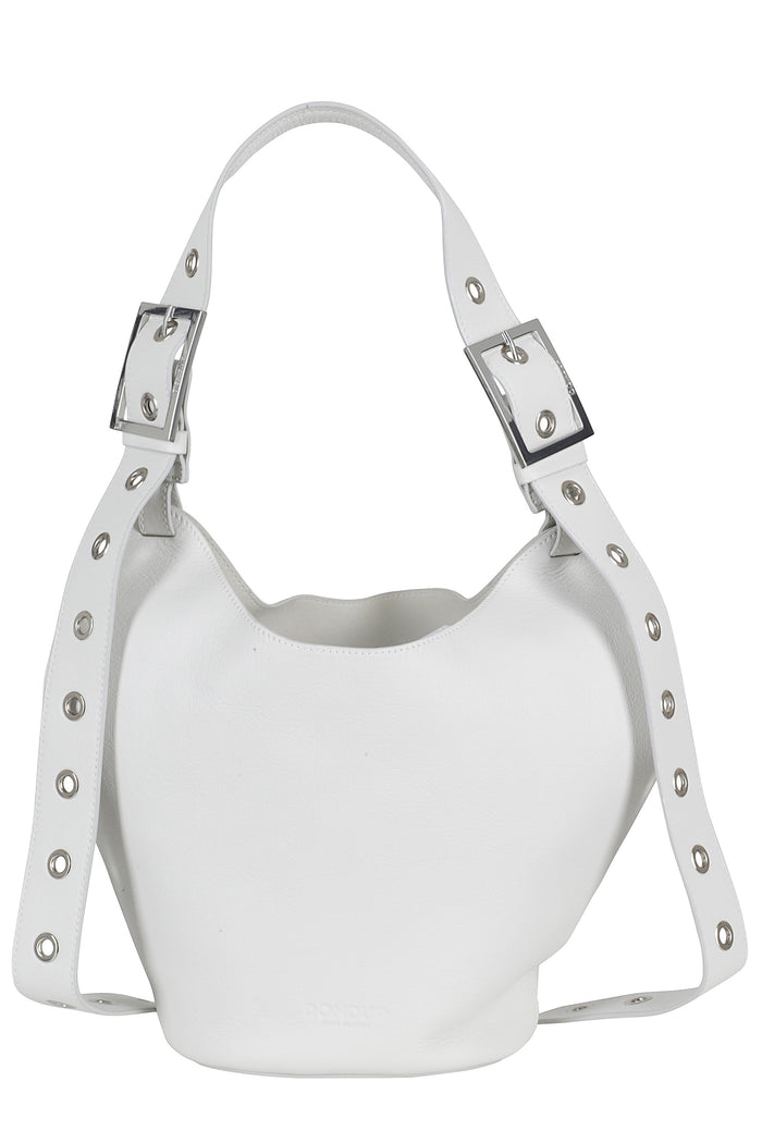 Small Hobo In Pelle White Fodera: Poliammide Borsa