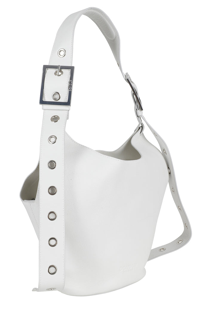 Small Hobo In Pelle White Fodera: Poliammide Borsa