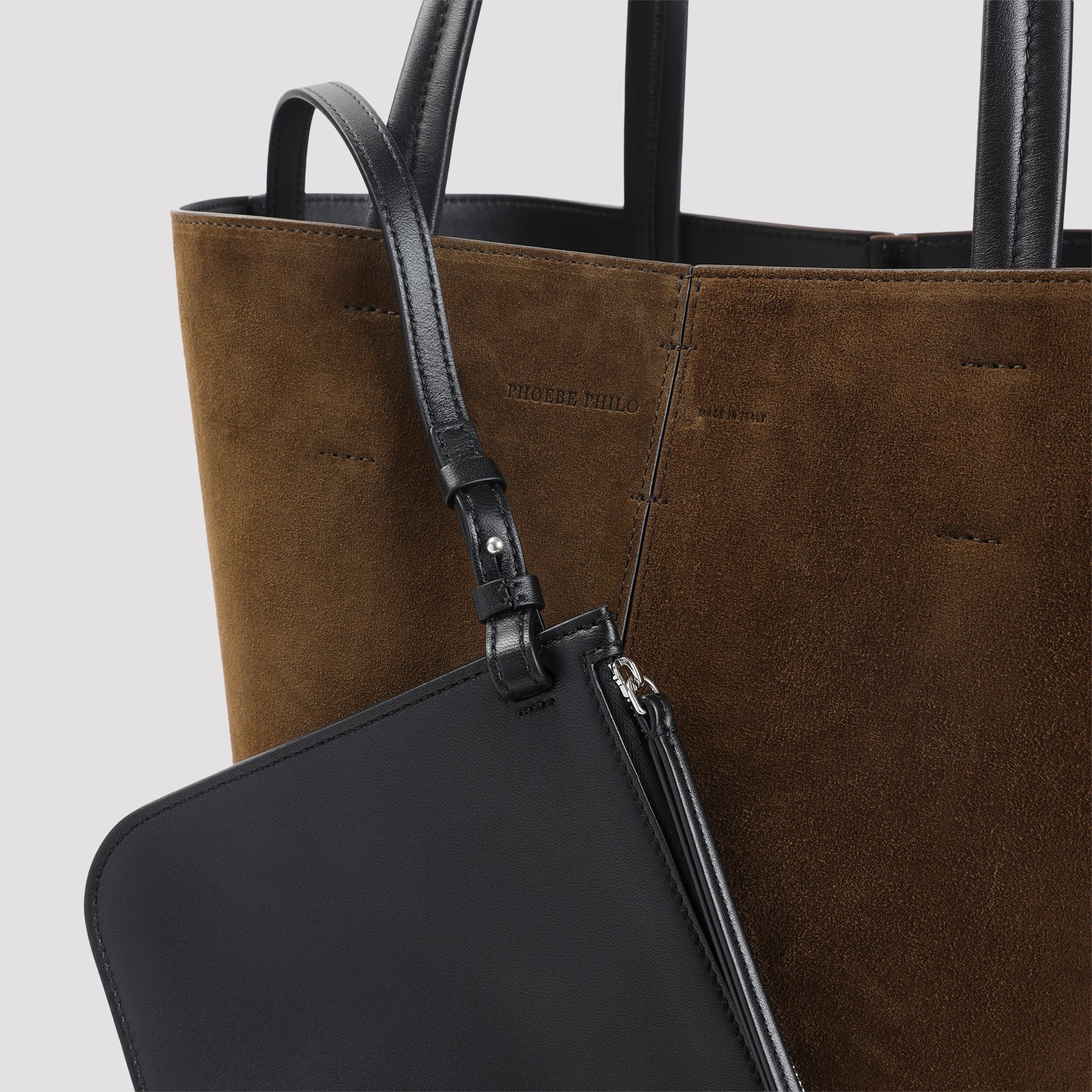 Pot Cabas Tote Bag Brown Suede Leather