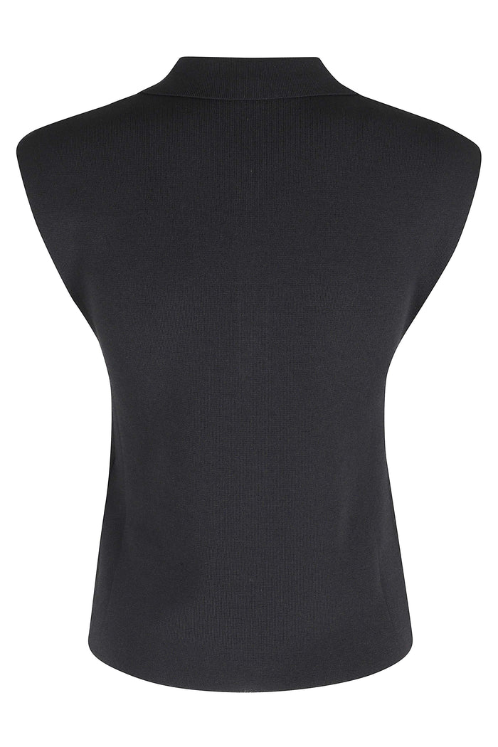 Polo Smanicato Black Viscosa Poliamide