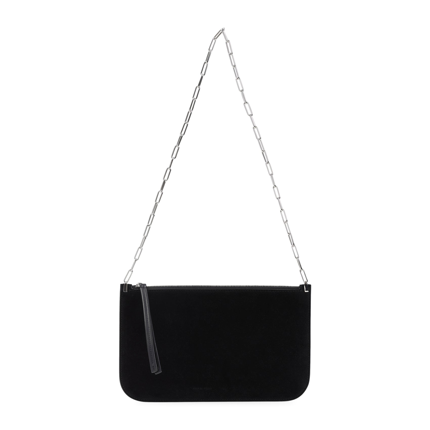 Slip Chain Pouch Black Suede Leather Bag