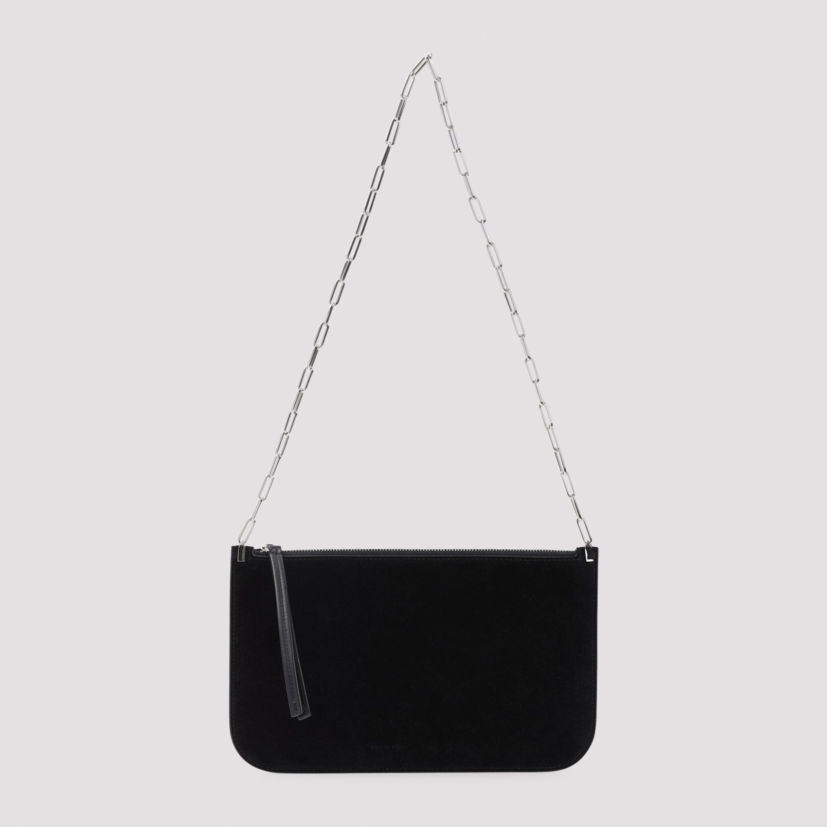 Slip Chain Pouch Black Suede Leather Bag