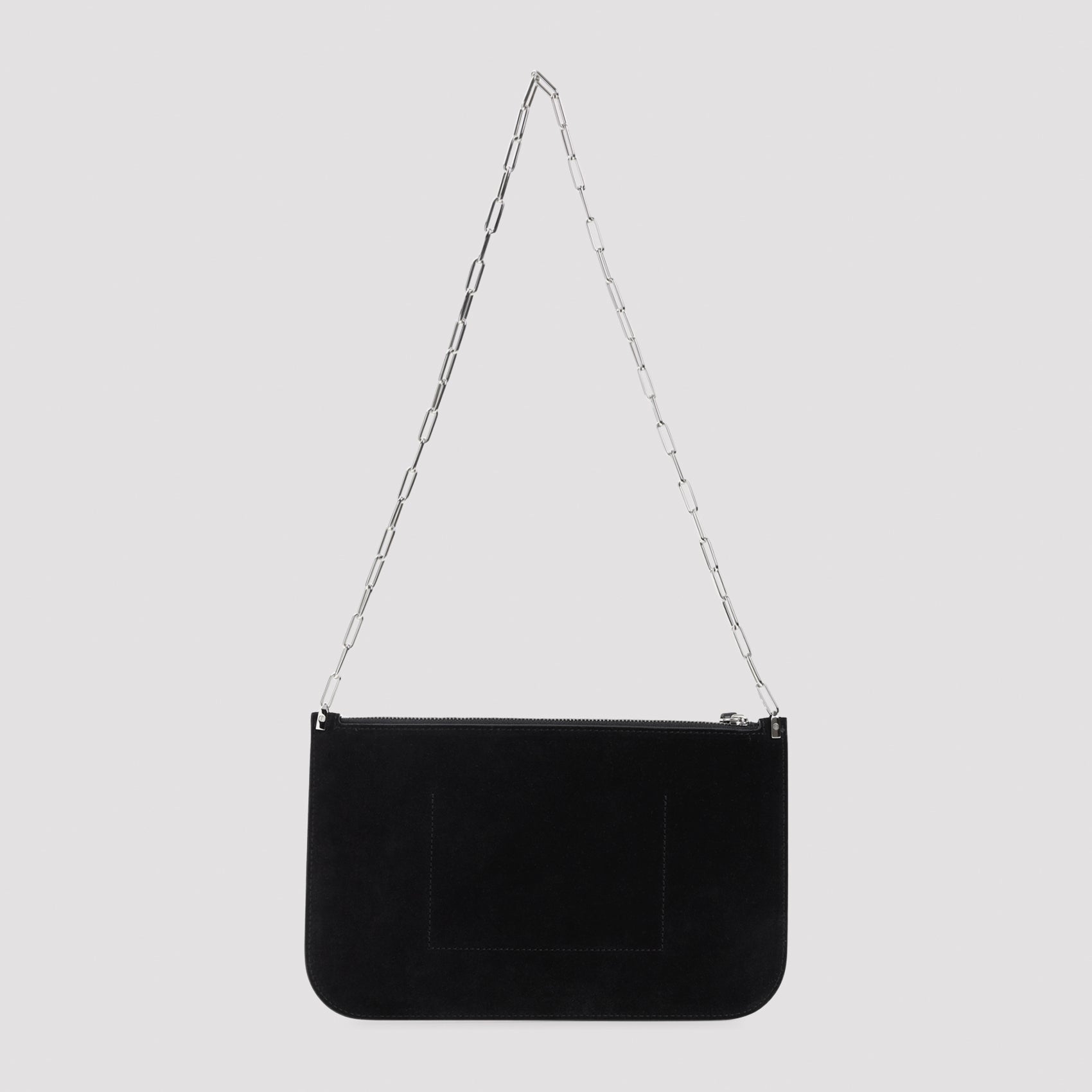 Slip Chain Pouch Black Suede Leather Bag