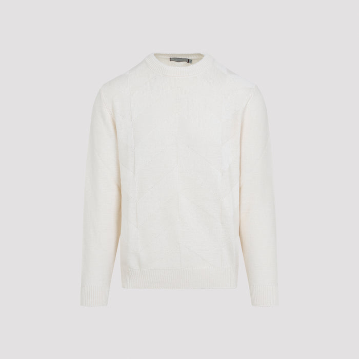 Knit Sweater White Cotton Silk