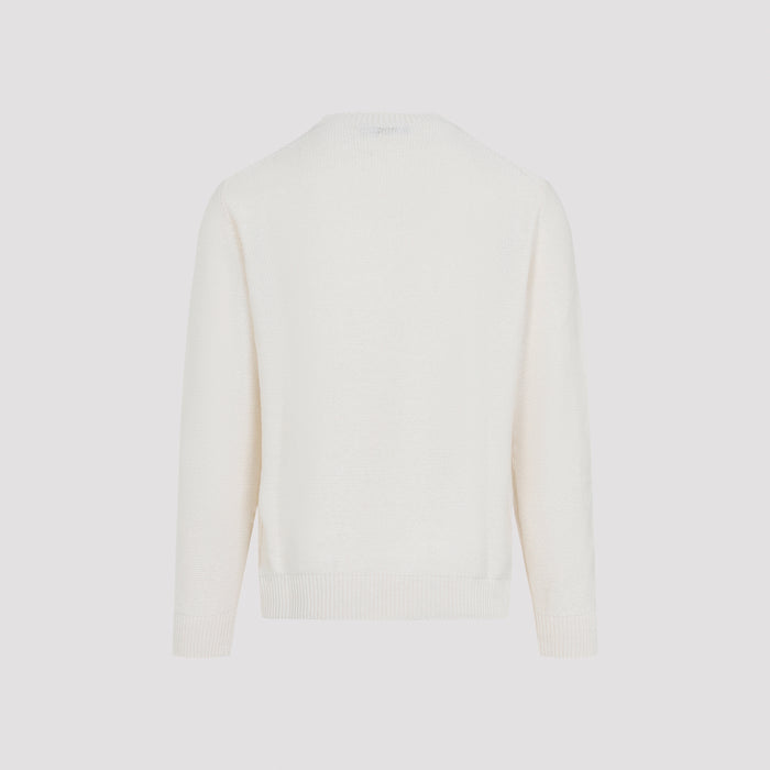 Knit Sweater White Cotton Silk