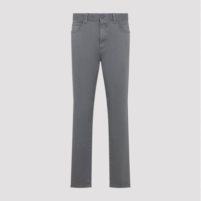 Linen And Cotton Jeans Grey Lycra