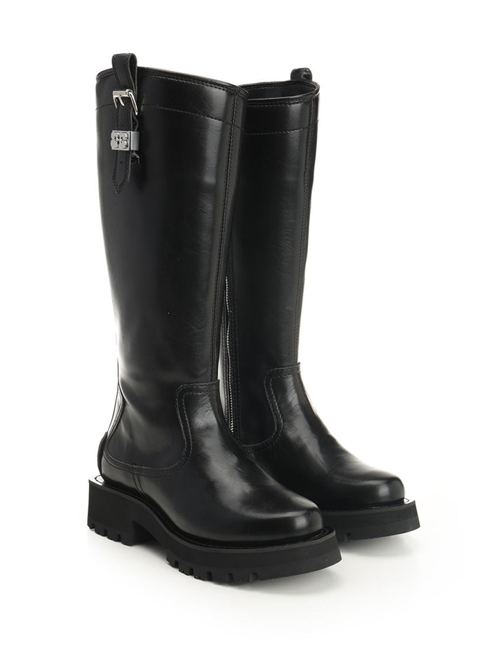 Studs High Boot Crinkle Oleatex Black Oleatex™ (pu Rec Pes Cotton)