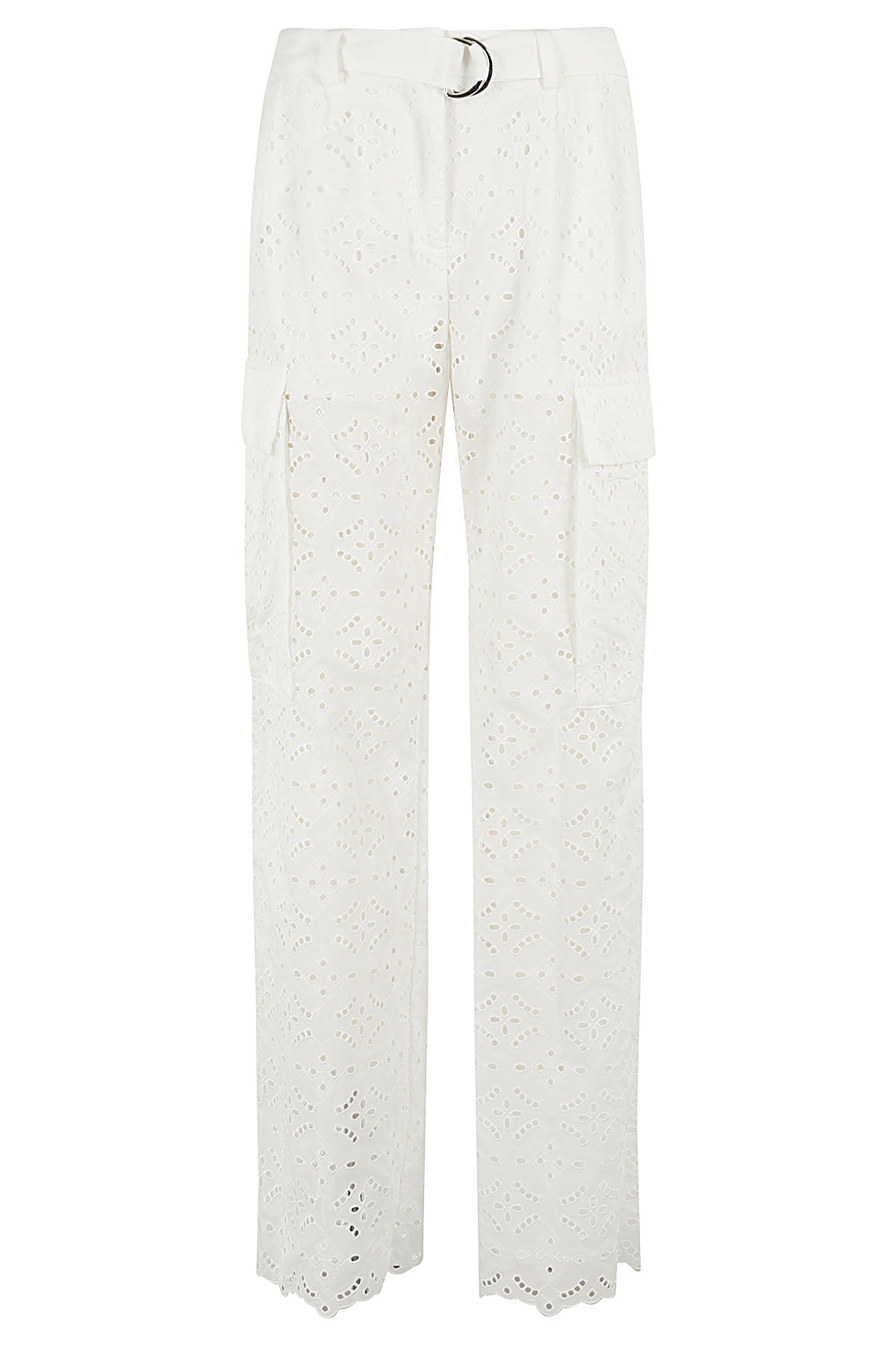 Pantalone White Cotton Polyester Pantaloni