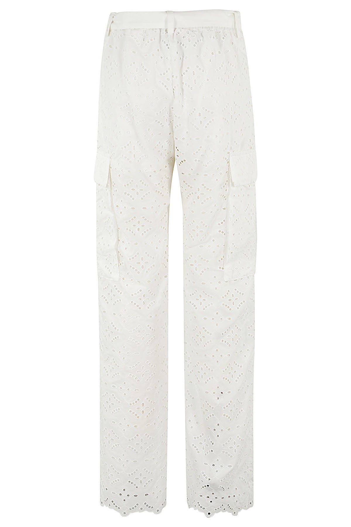 Pantalone White Cotton Polyester Pantaloni