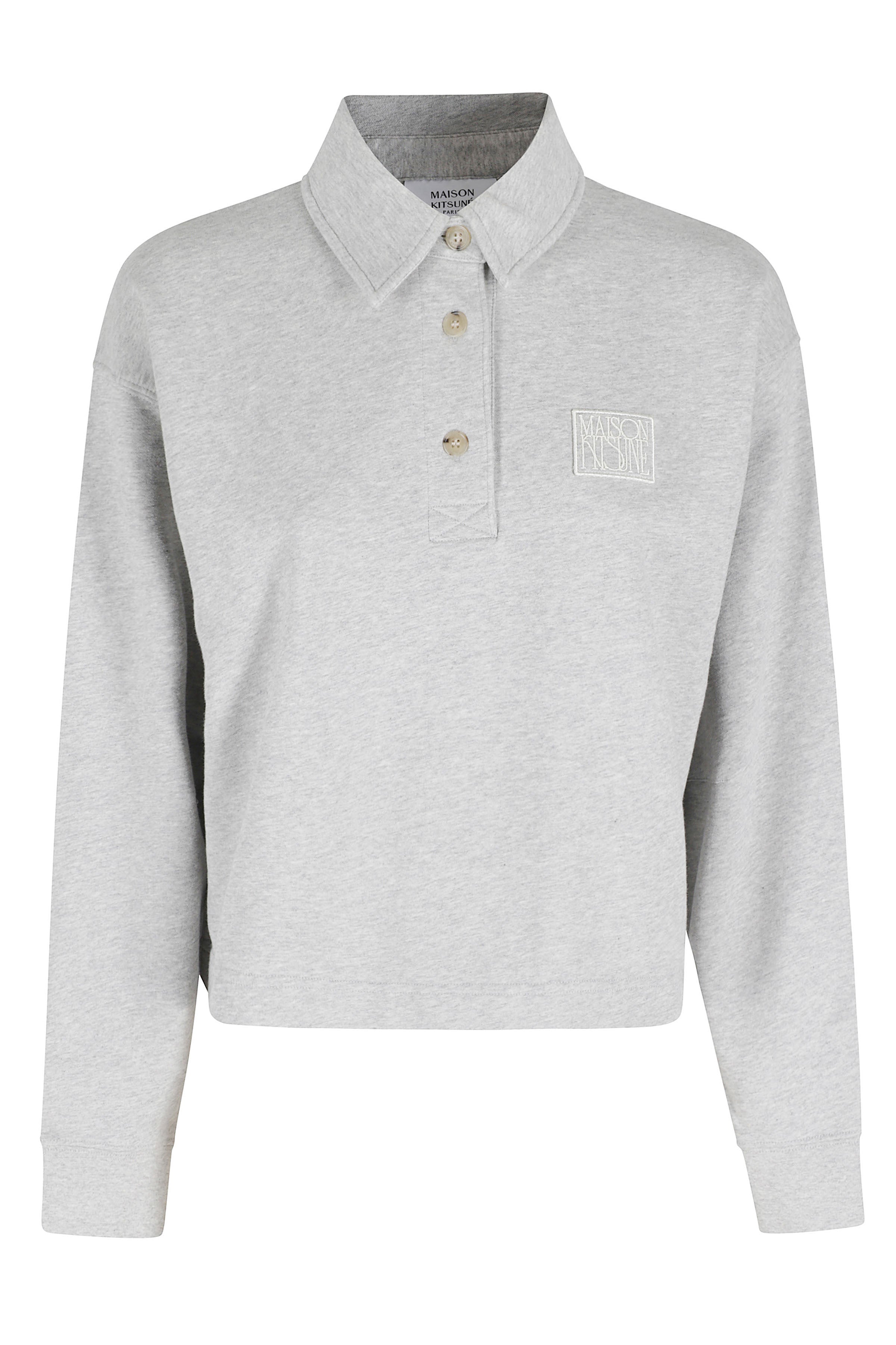 Stamp Polo Sweatshirt Grey Cotone Elastane