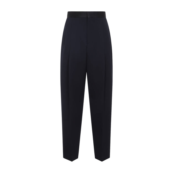 Tapered Trousers Blue Wool