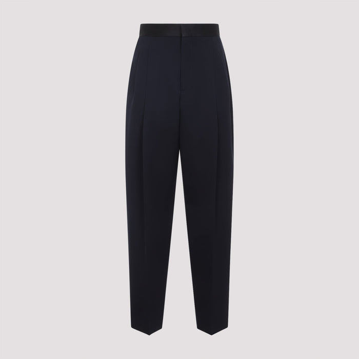 Tapered Trousers Blue Wool