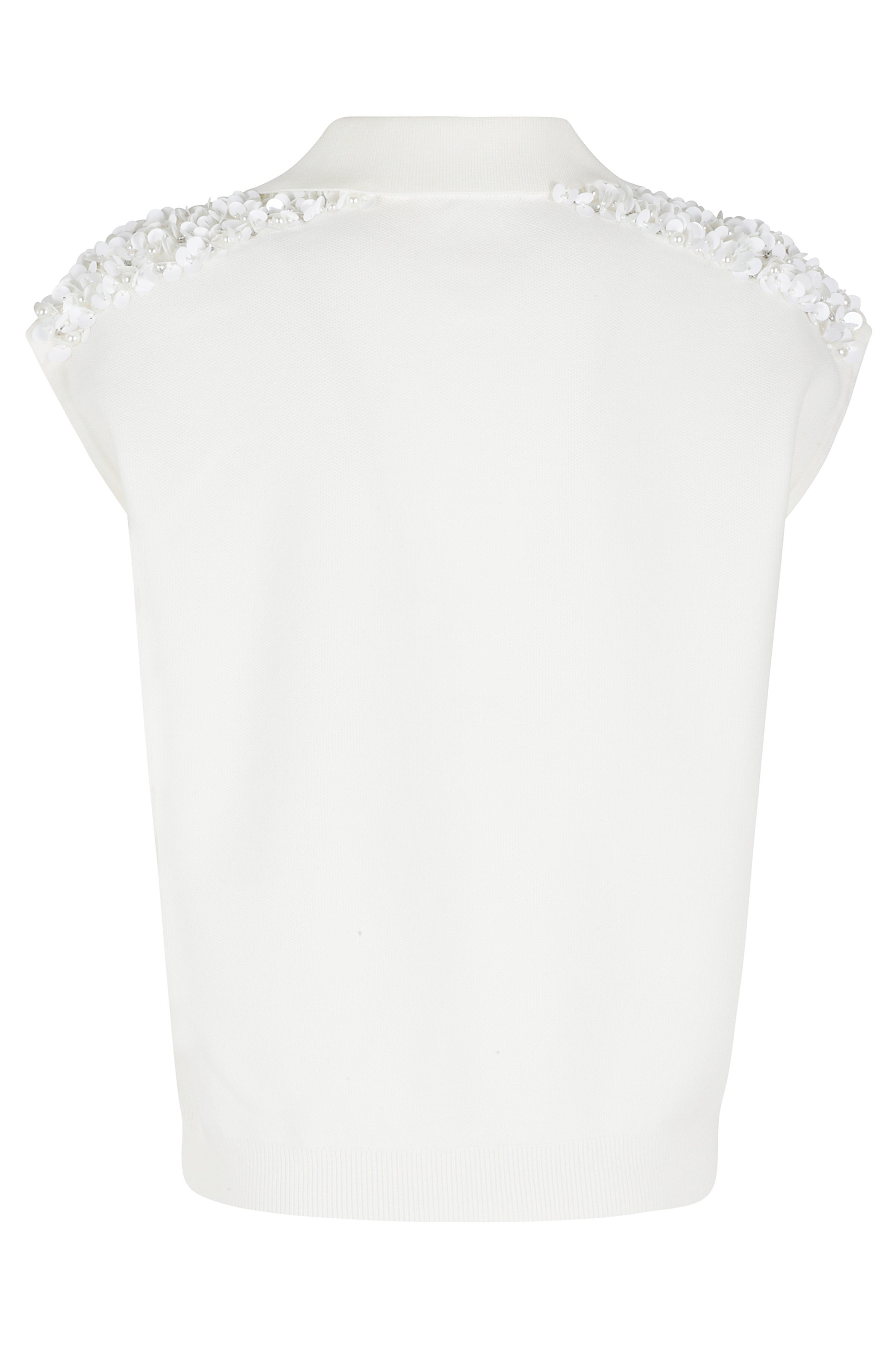 Joline Embroidered Knit Polo White