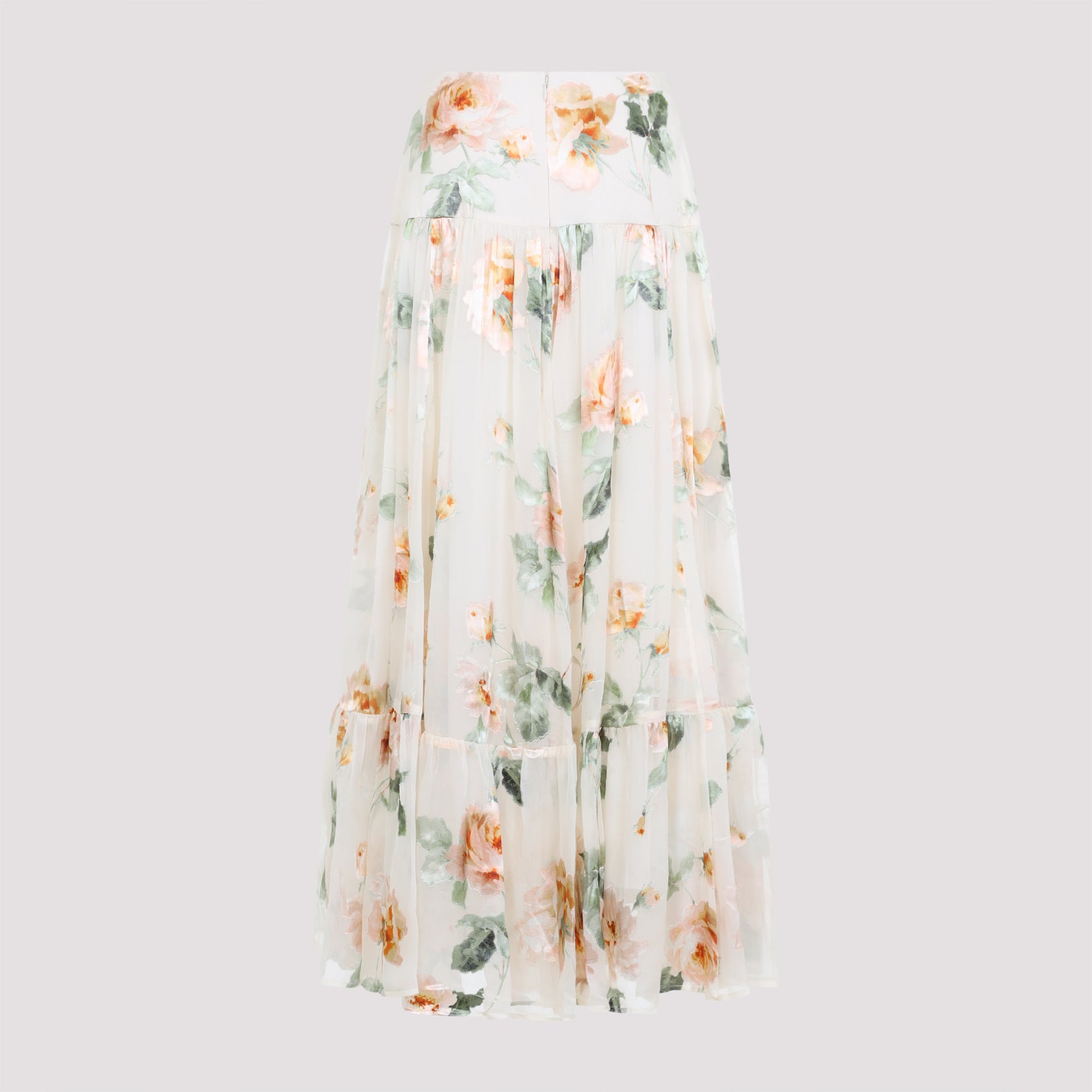 Carousel Burnout Midi Skirt Nude & Neutrals Viscose Silk