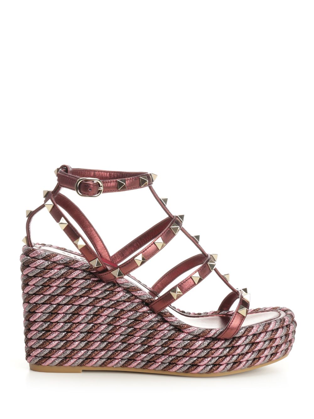 Metallic Calfskin Wedge Violet Sandal