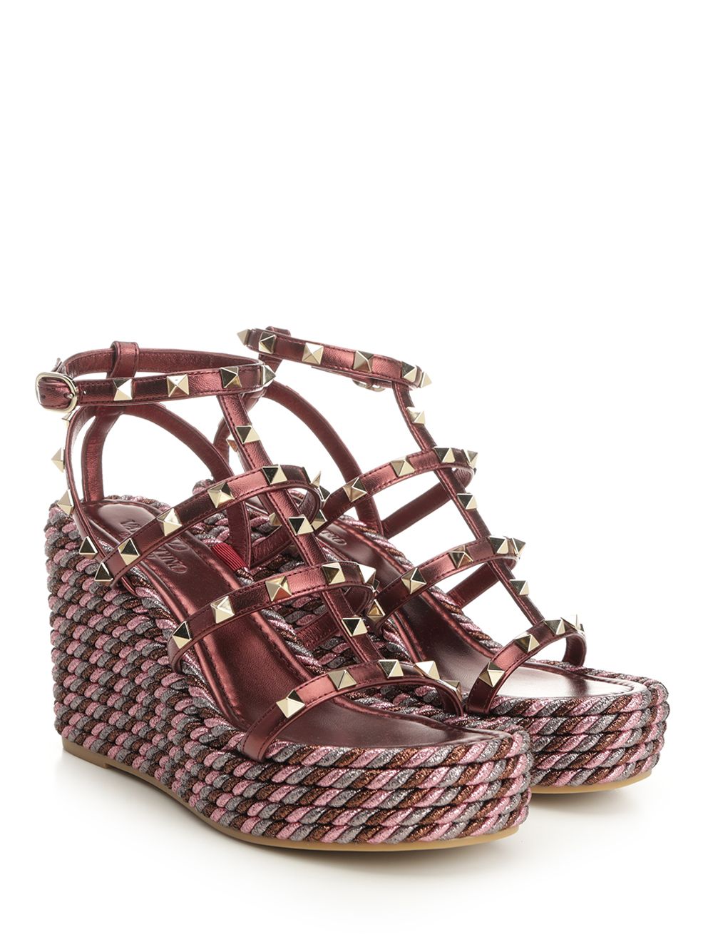 Metallic Calfskin Wedge Violet Sandal