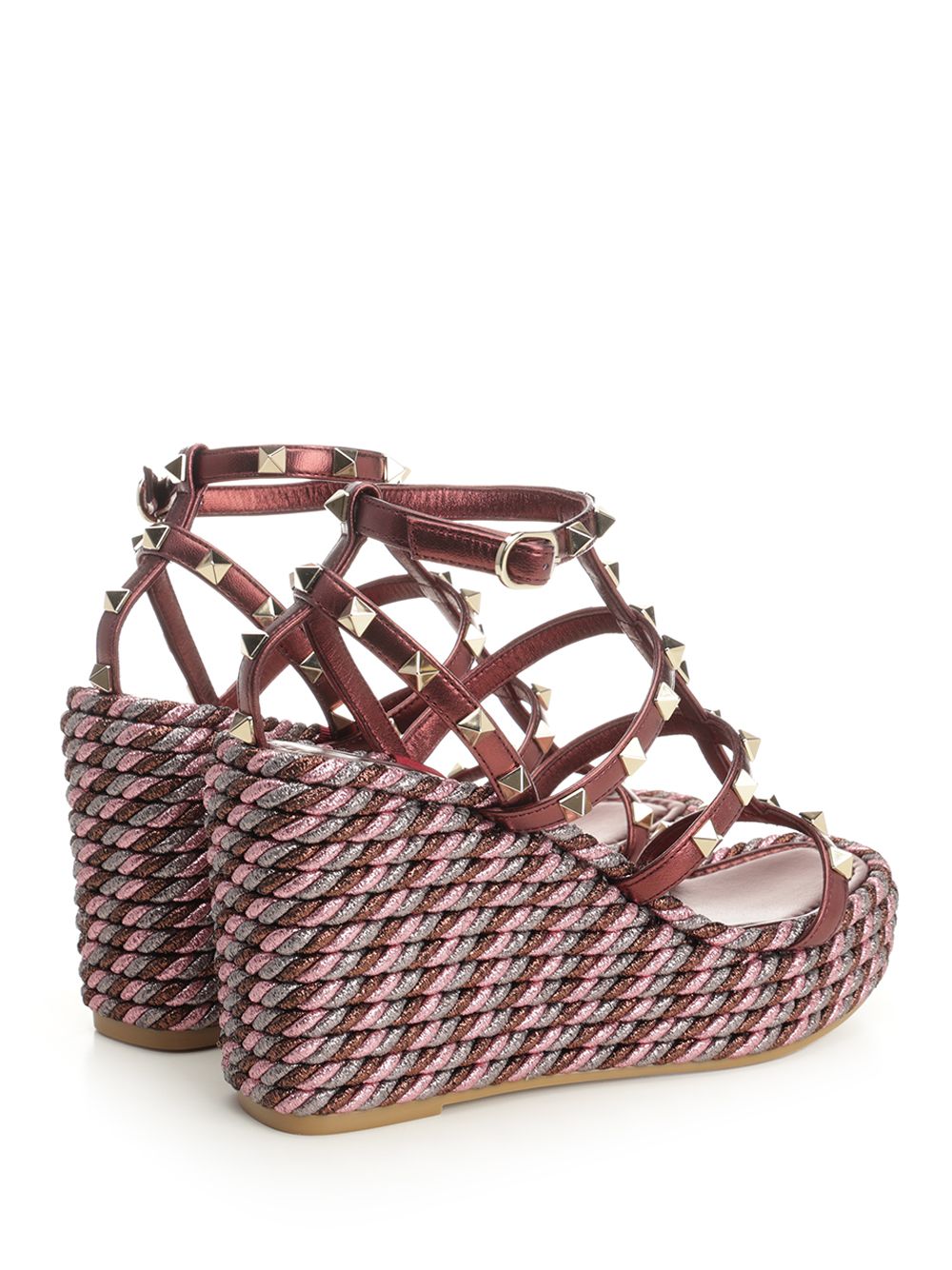 Metallic Calfskin Wedge Violet Sandal