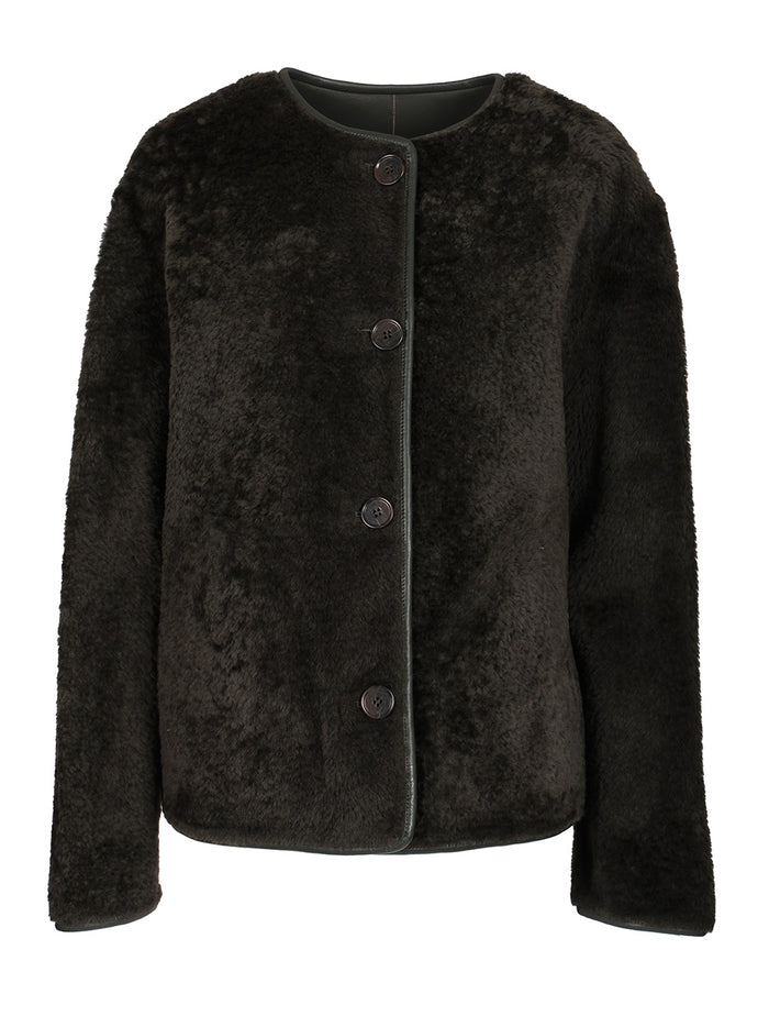 Reversible Lucine Jacket Green Lamb Leather