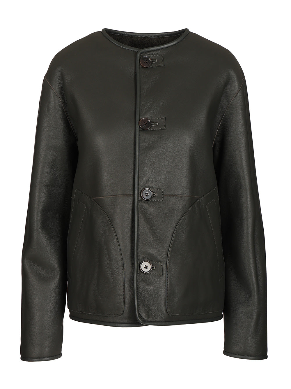 Reversible Lucine Jacket Green Lamb Leather