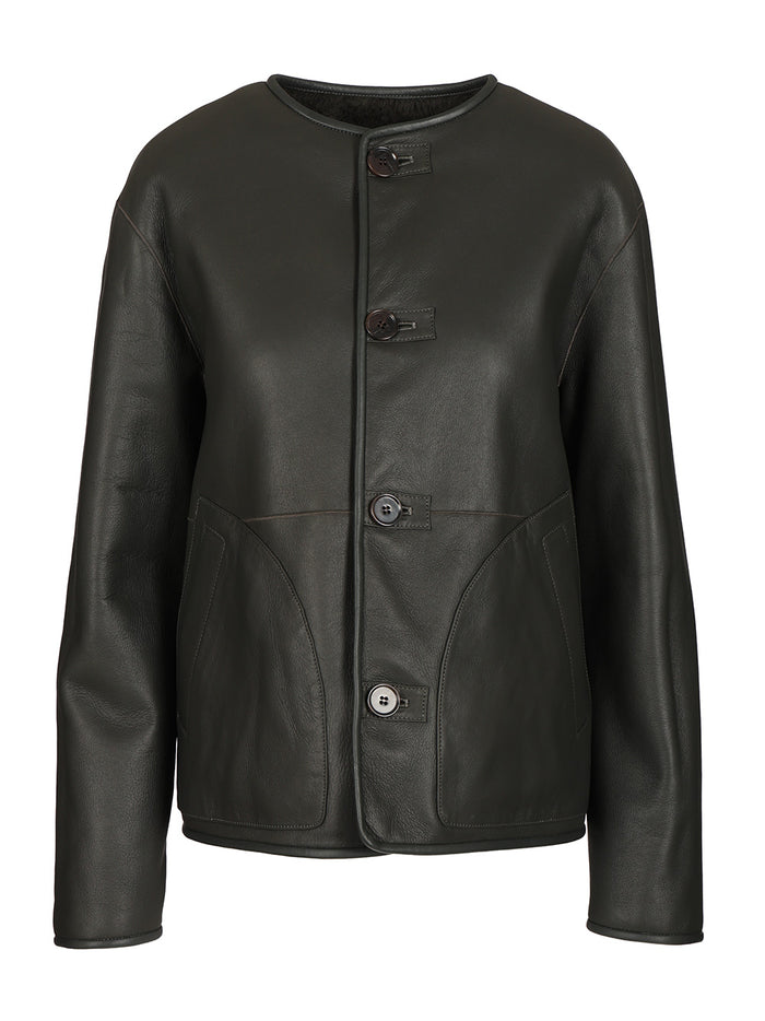 Reversible Lucine Jacket Green Lamb Leather