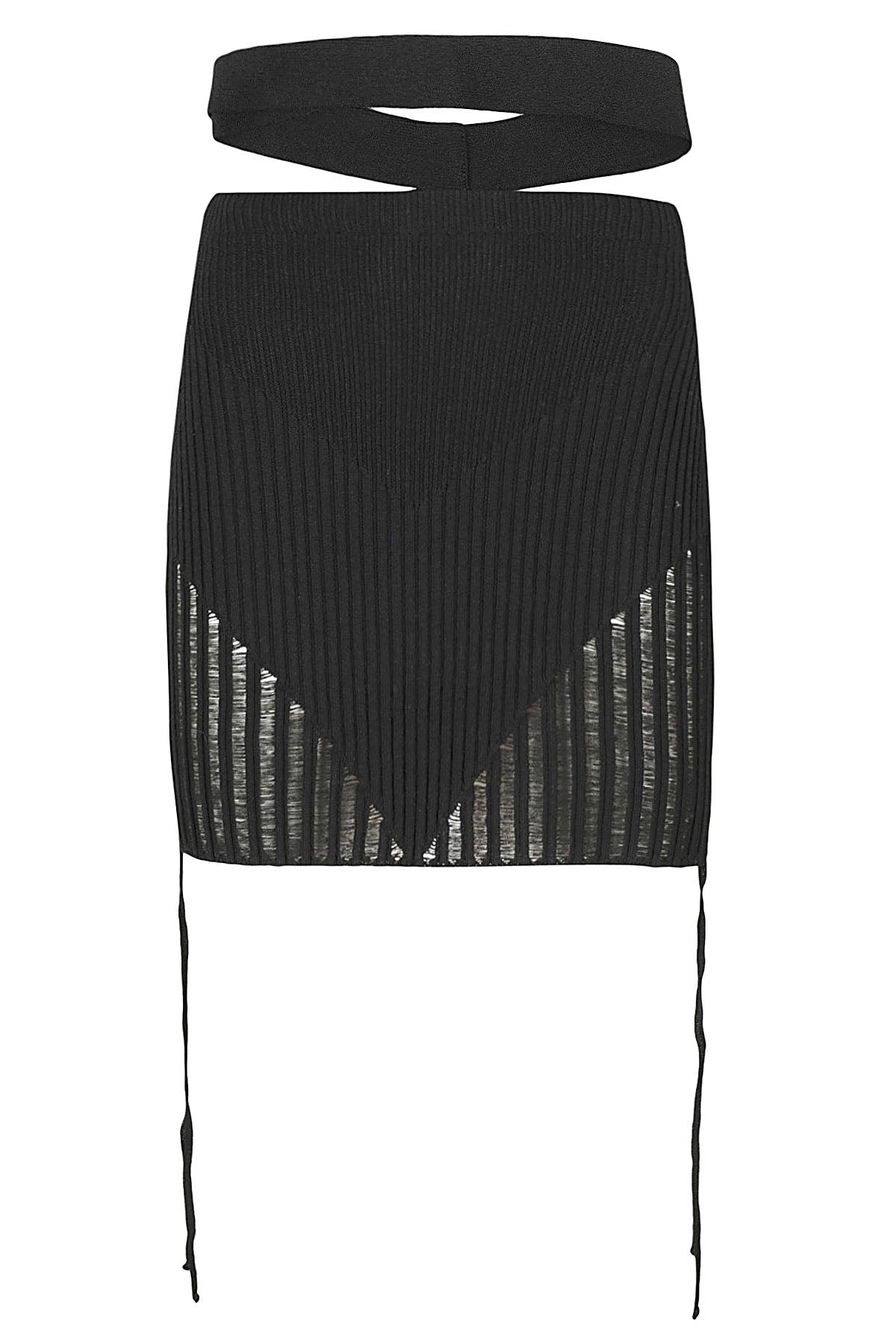 Ribbed Knit Mini Skirt Black Viscosa Poliestere Gonna