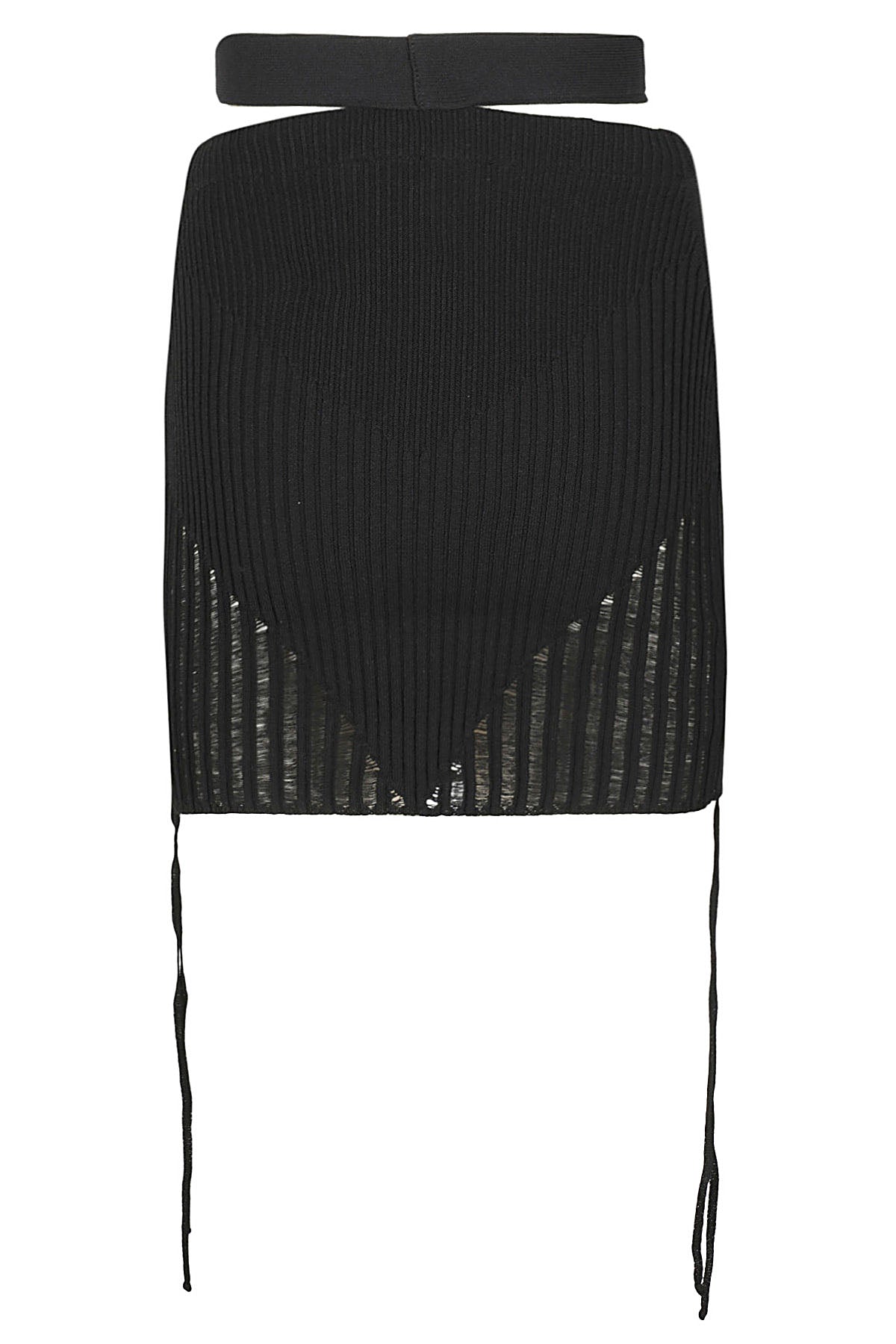 Ribbed Knit Mini Skirt Black Viscosa Poliestere Gonna
