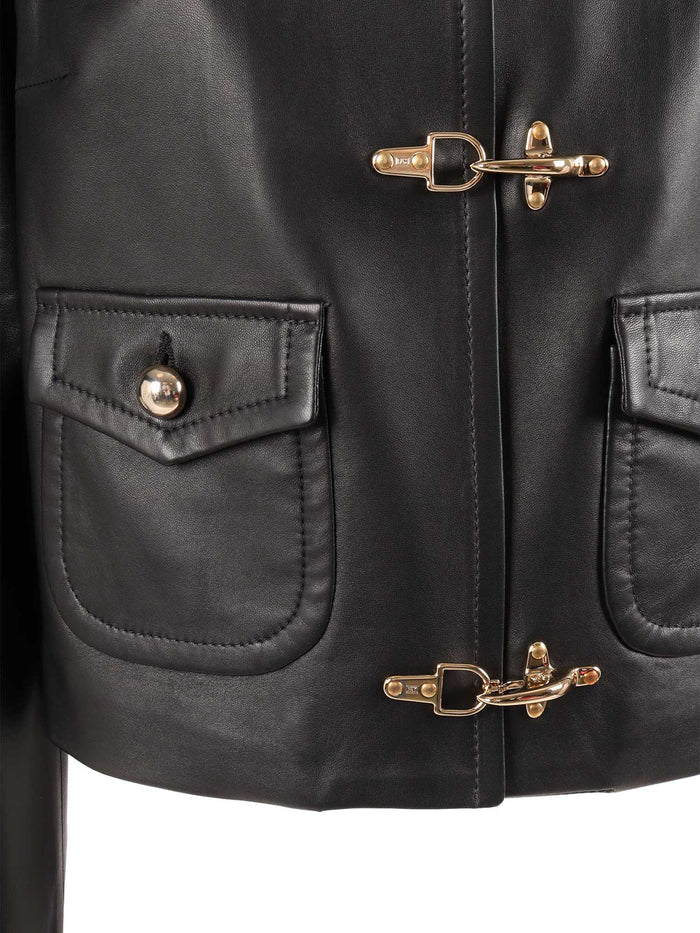 NAPPA+HOOK JACKET Black Lambskin (ovis Aries Aries) Coat