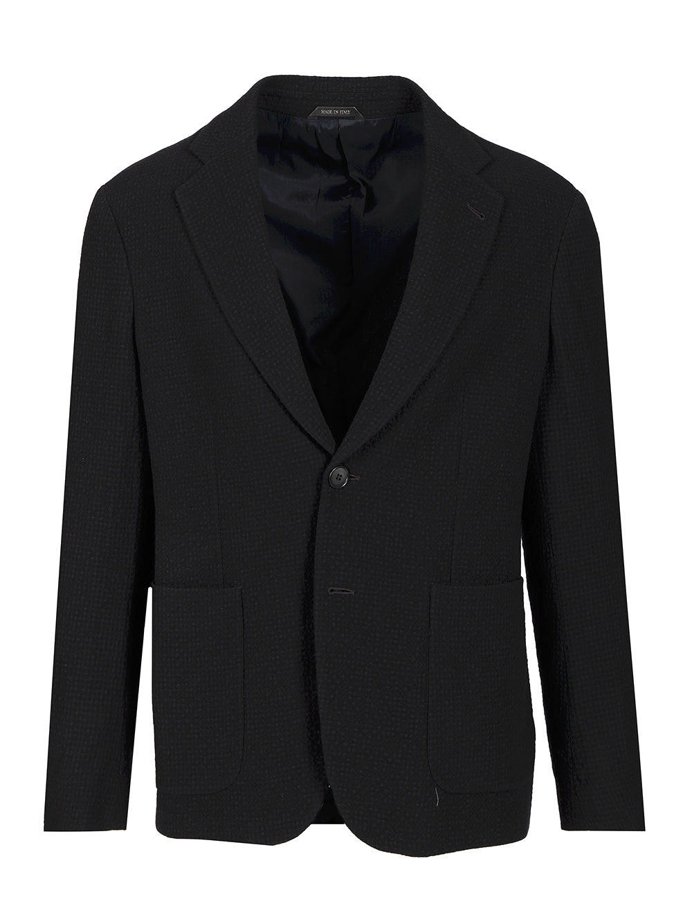 Single-Breasted Stretch Wool Jacket Blue Elastane