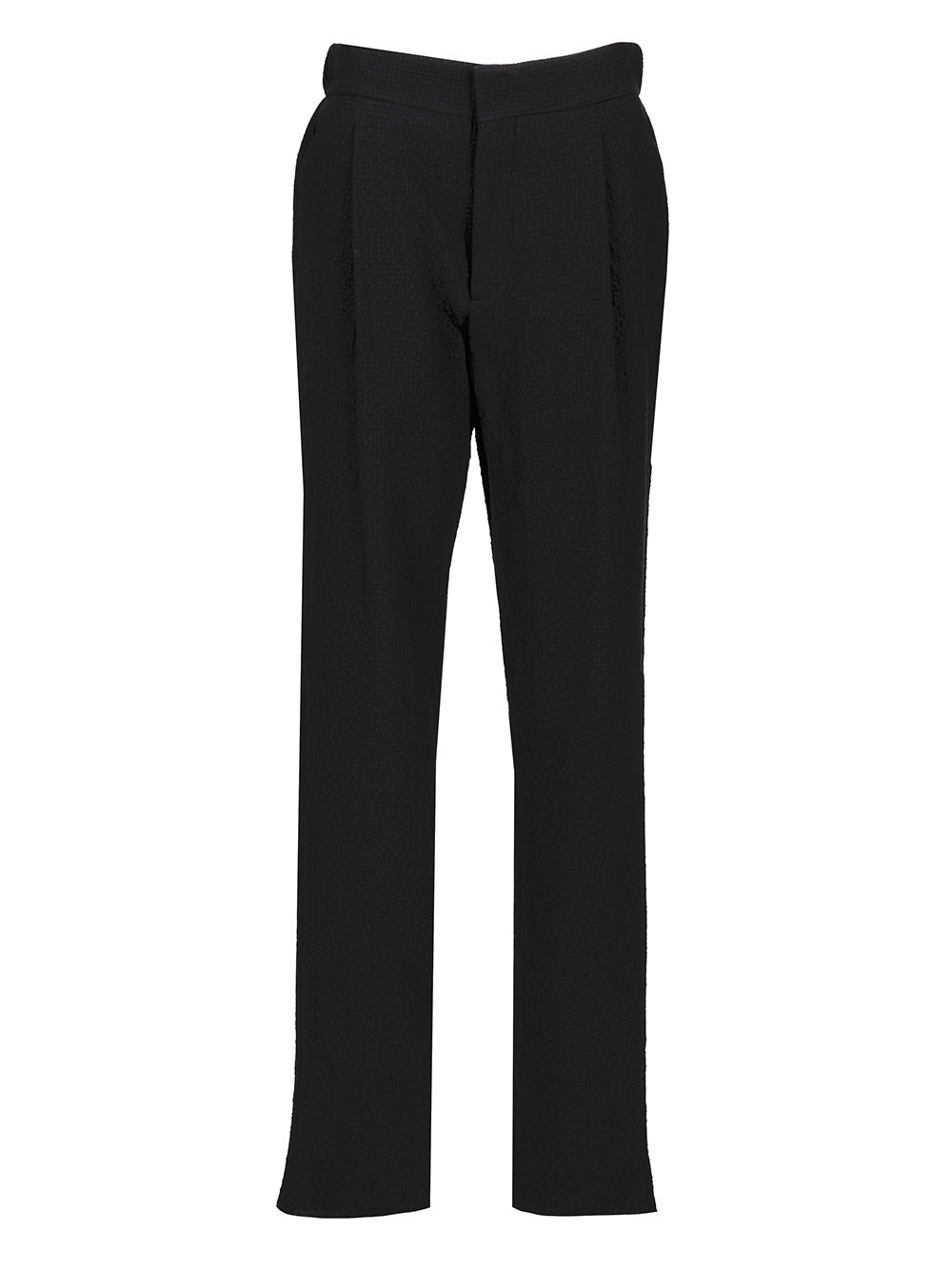 Stretch Wool Single Pleat Trousers Blue Elastane