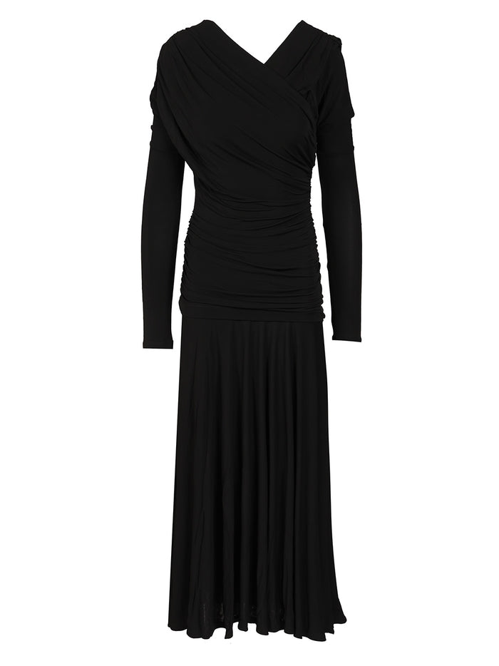 Ruffled Dress Black Viscose