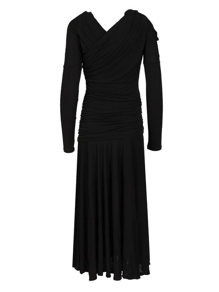 Ruffled Dress Black Viscose