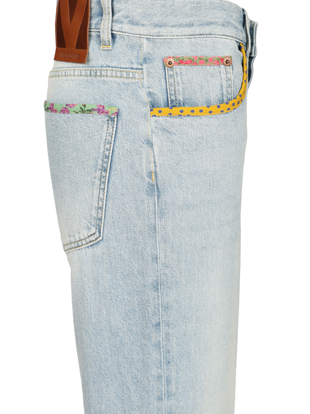 Denim trousers with embroidered flower trim Blue Sewv Jean