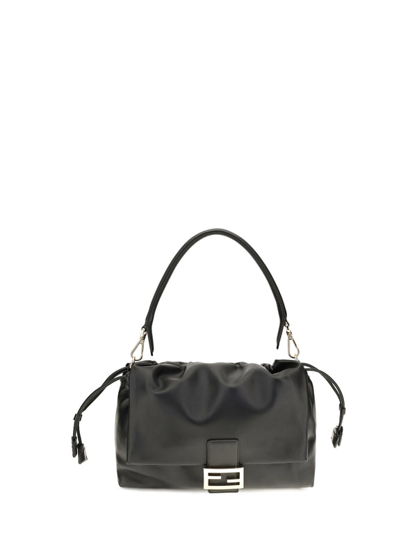 Baguette Soft Nappa Leather Shoulder Bag Nero Calf Bos Taurus