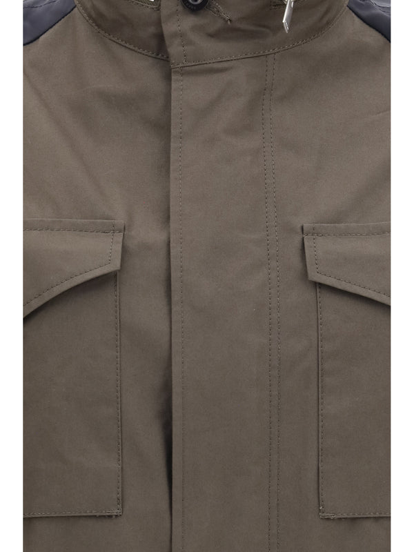 Jacket Nylon And Cotton Khaki-Navy Khaki/navy