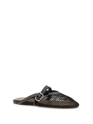 Mules Mesh Black Calf Leather Sandal
