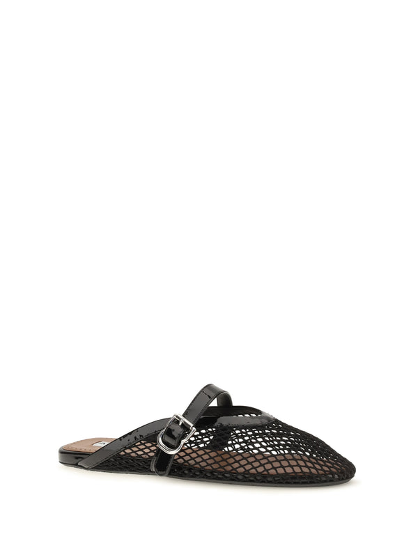 Mules Mesh Black Calf Leather Sandal