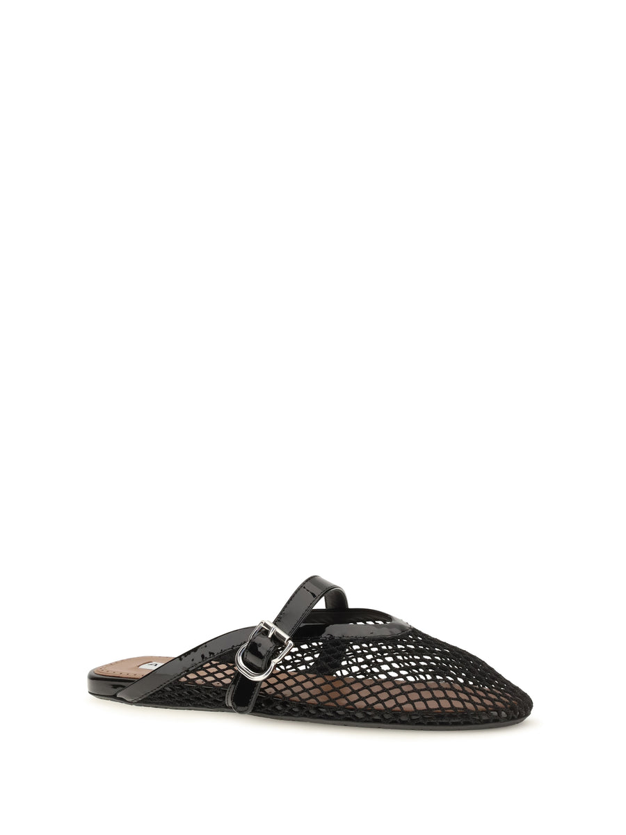 Mules Mesh Black Calf Leather Sandal