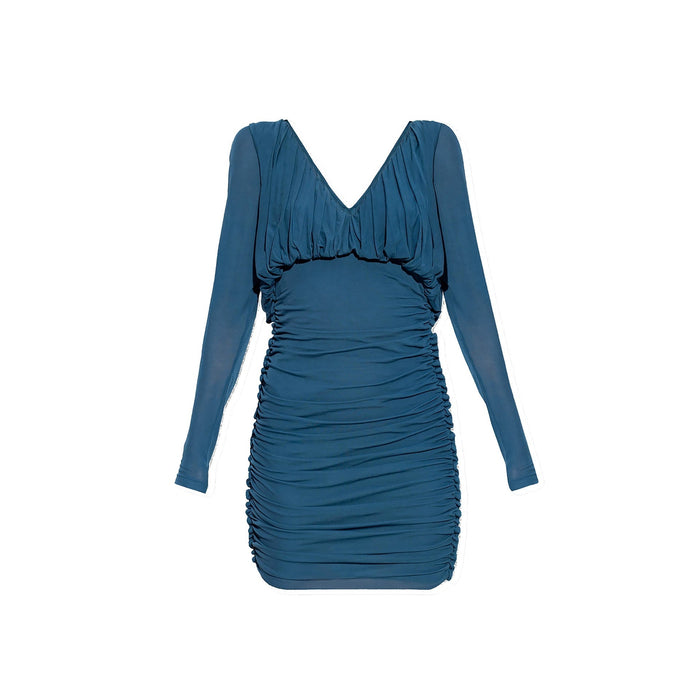 Long Sleeves Dress Blue Cupro