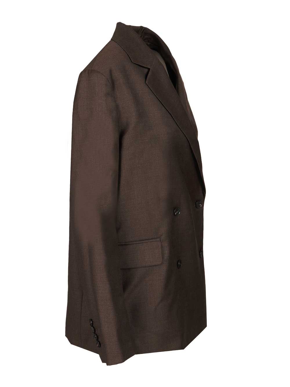 Donau Double-Breasted Blazer Brown Virgin Wool Jacket