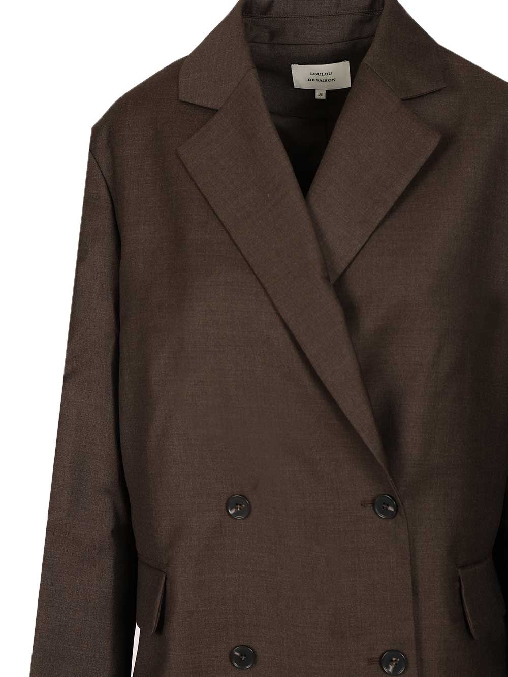 Donau Double-Breasted Blazer Brown Virgin Wool Jacket
