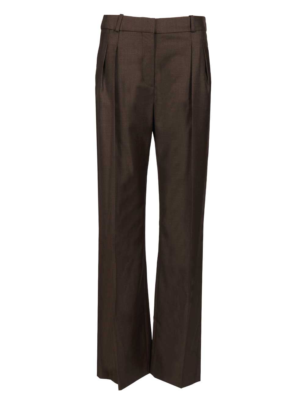 Sbiru Flared Trousers Brown Virgin Wool