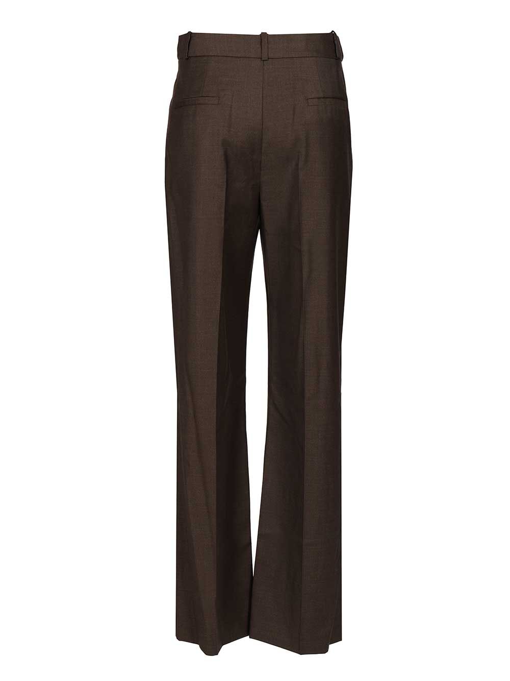Sbiru Flared Trousers Brown Virgin Wool