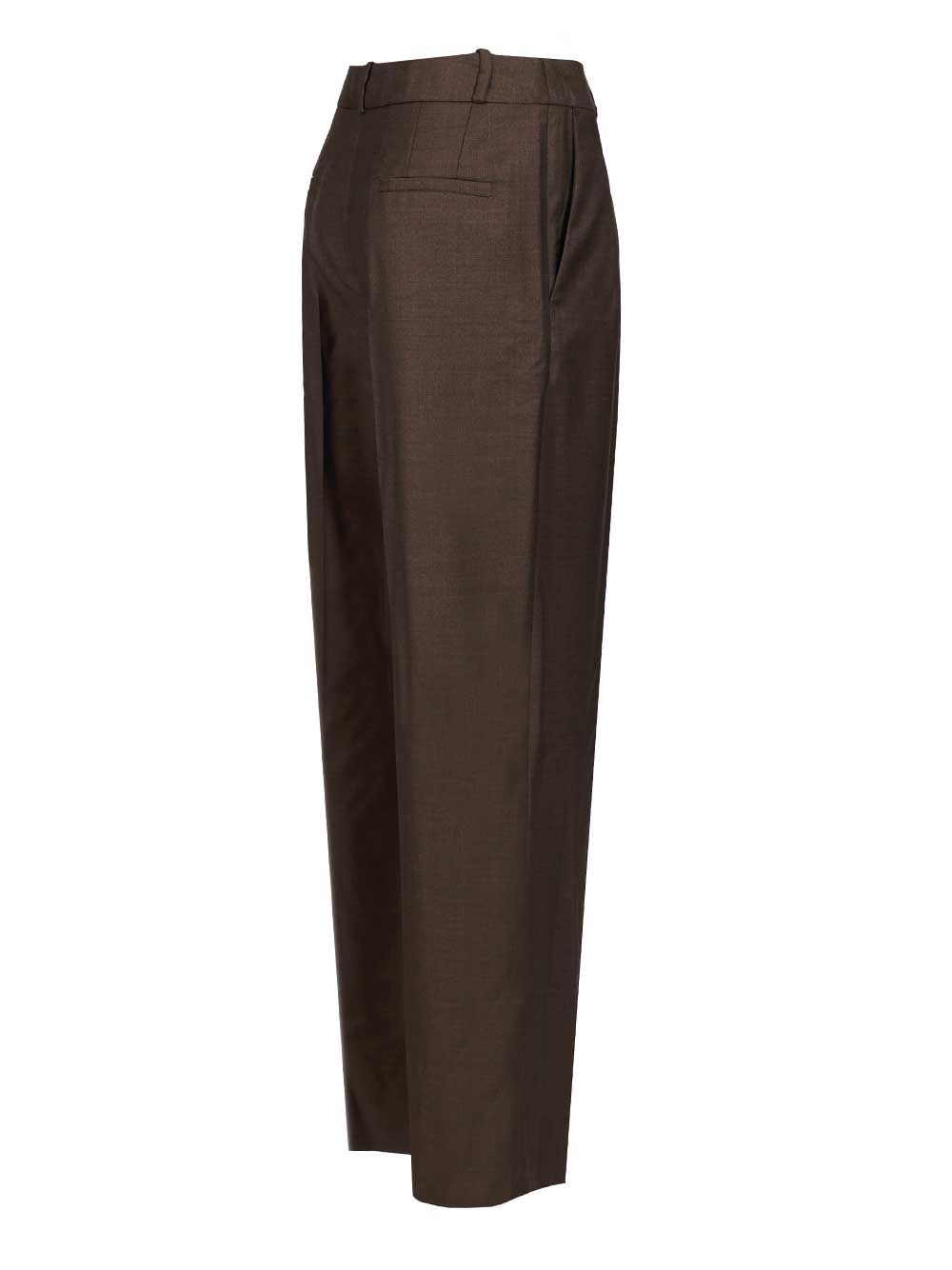 Sbiru Flared Trousers Brown Virgin Wool