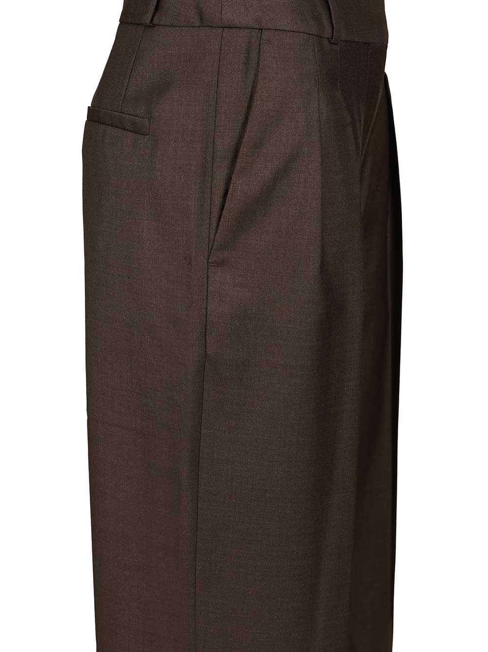 Sbiru Flared Trousers Brown Virgin Wool