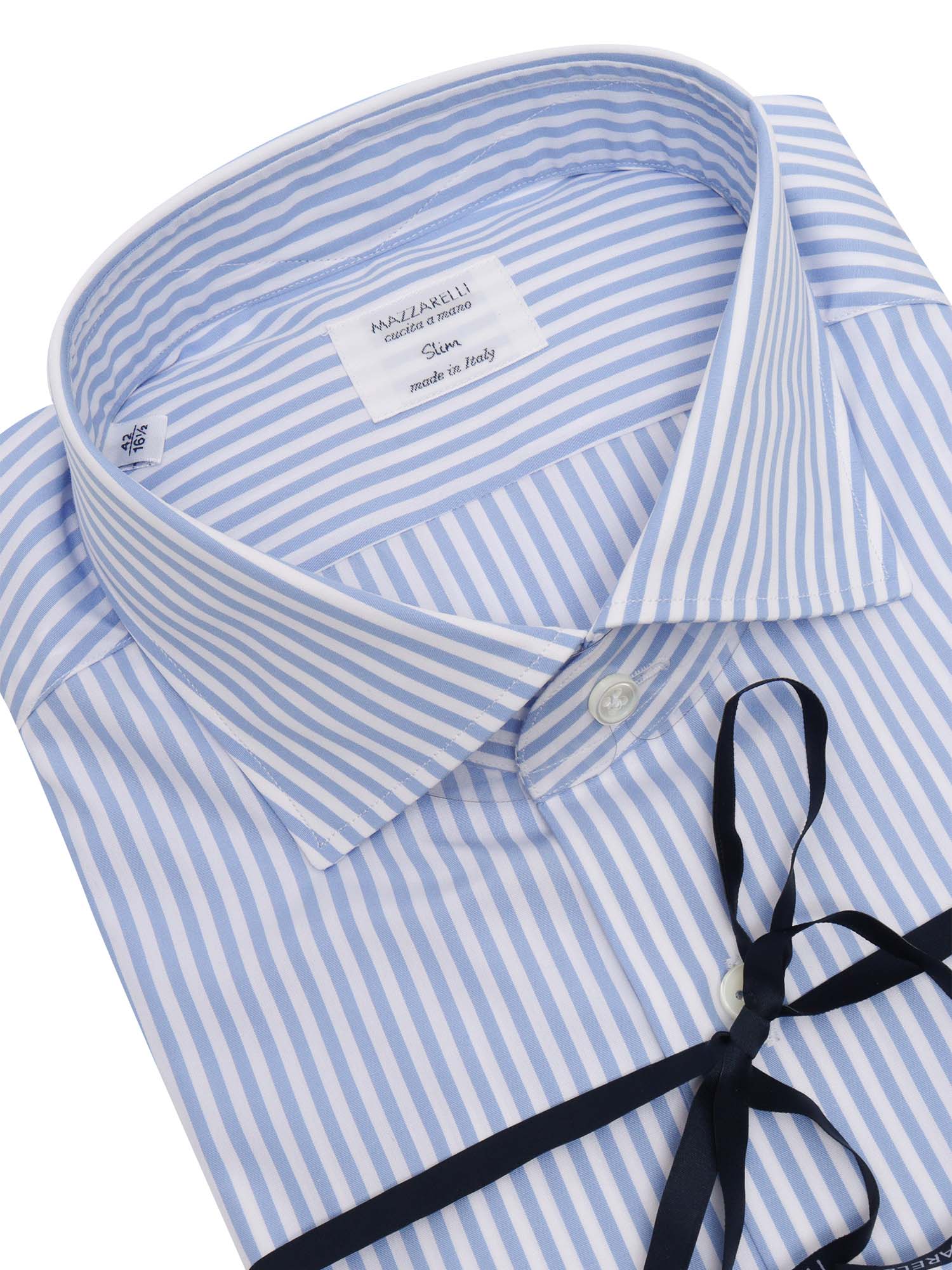 Slim Fit Striped Shirt Light Blue Cotton